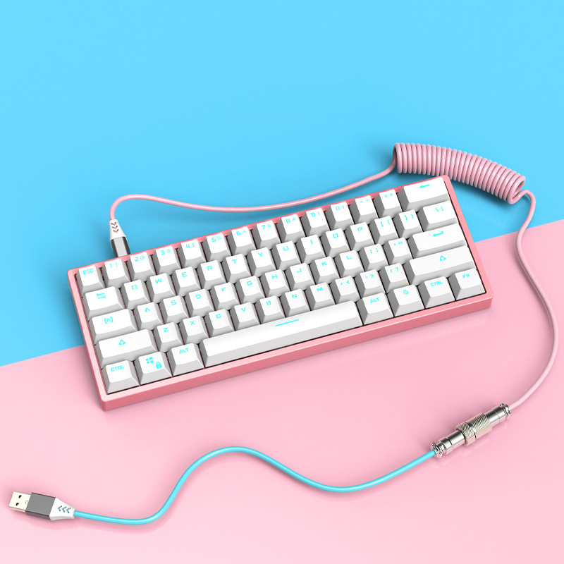 키보드 항공케이블 눈꽃케이블 키보드선 코일 C타입 USB 연결 그린 3.0m 이미지 7