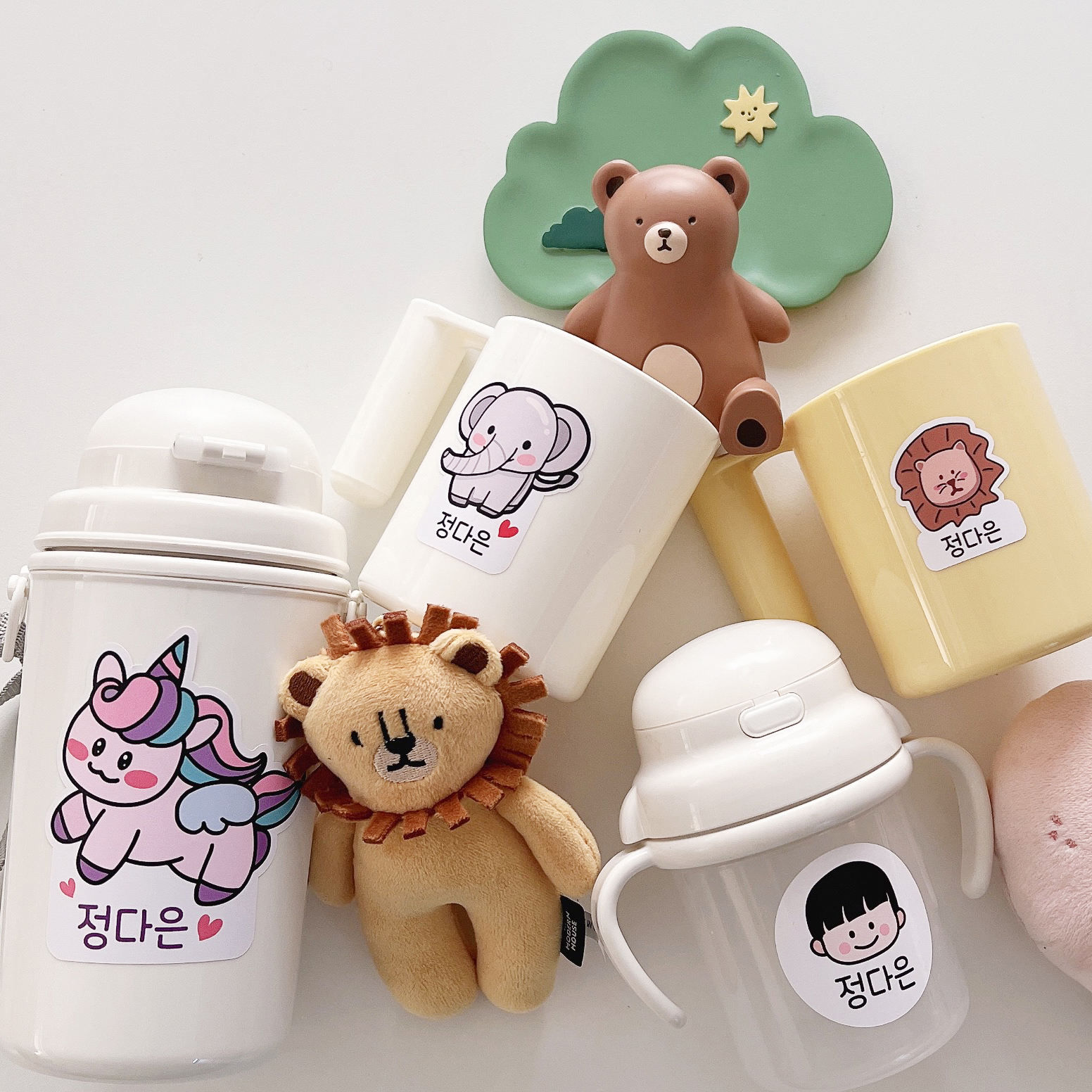 네임스티커 A-7 남아 생머리2 방수 이름표 어린이집 유치원 귀여운 캐릭터 화이트 A4 이미지 3