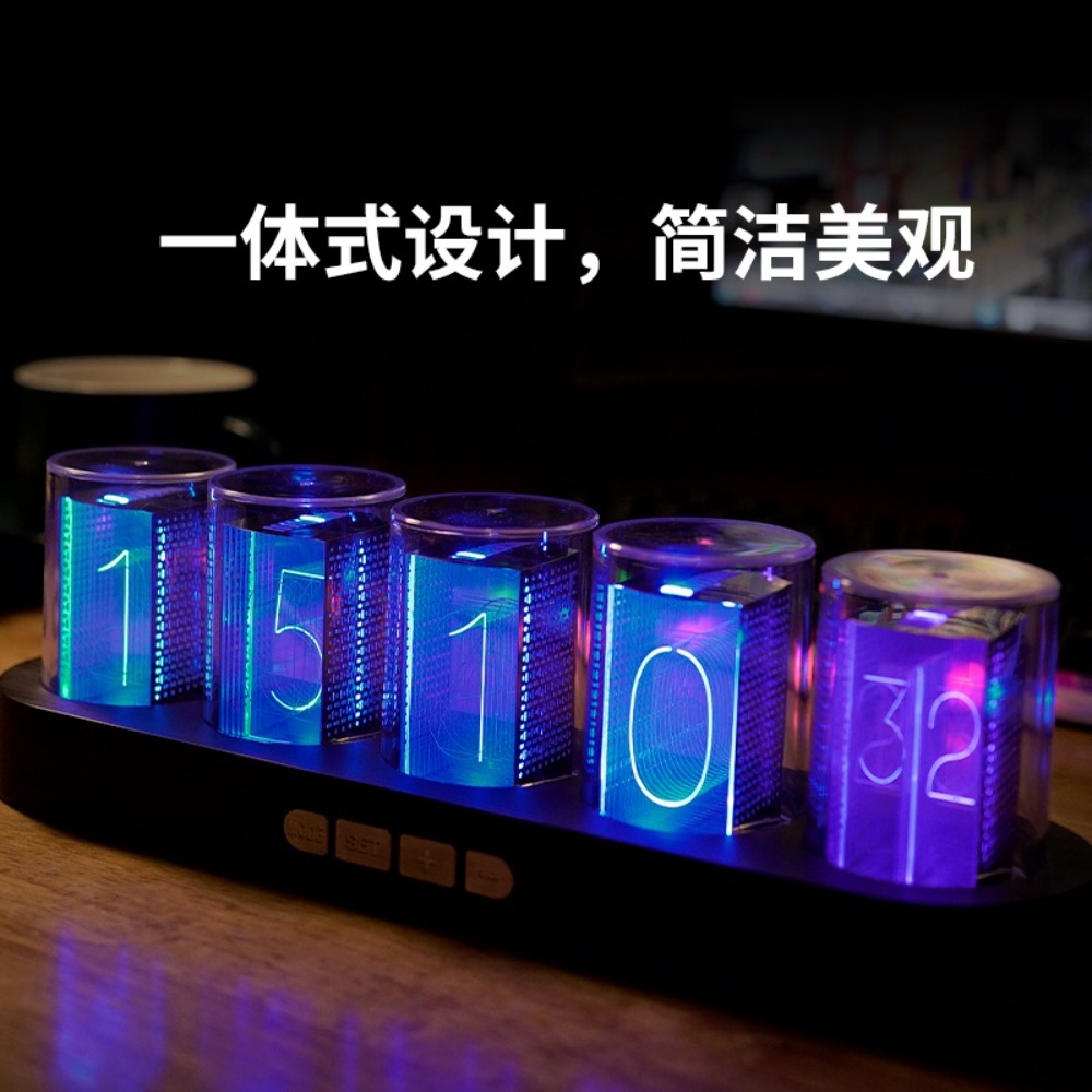 진공관 시계 감성 무소음 탁상시계 장식 인테리어 전자 책상시계 LED 빈티지 - 상세 이미지 4
