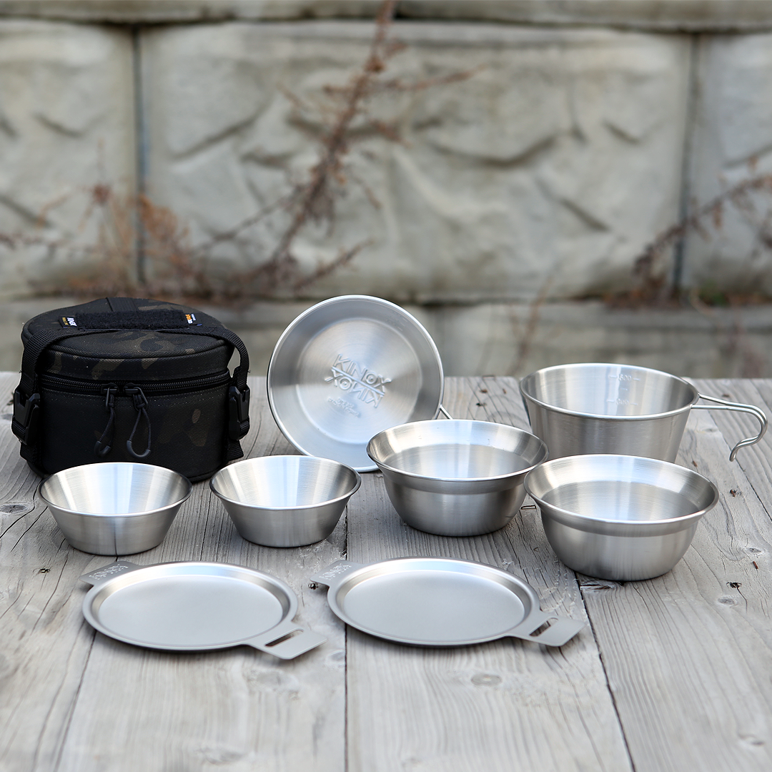 키녹스 캠핑 식기 세트 시에라 패키지 접시 그릇 컵 가방 블랙멀티카모