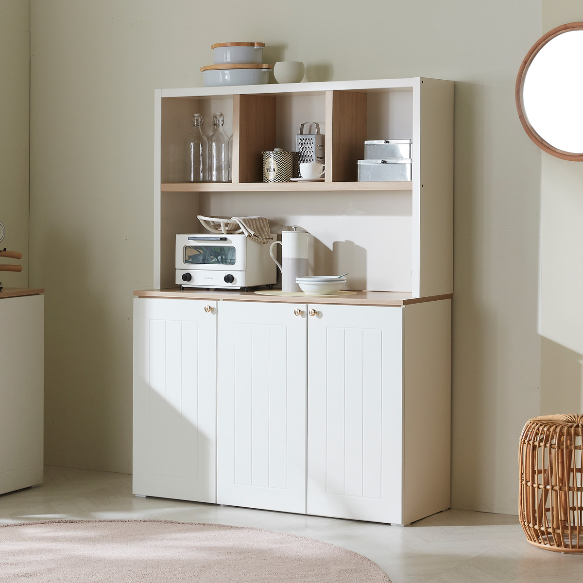 두리앳가구 미루 주방 수납장 상부장 세트 1200 다용도 수납장 - 상세 이미지 3