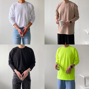 남자 긴팔티 빅사이즈 무지 이너 티셔츠 남성레이어드티 착용 후기 | 사이즈/핏 총정리 - 상품 이미지 1