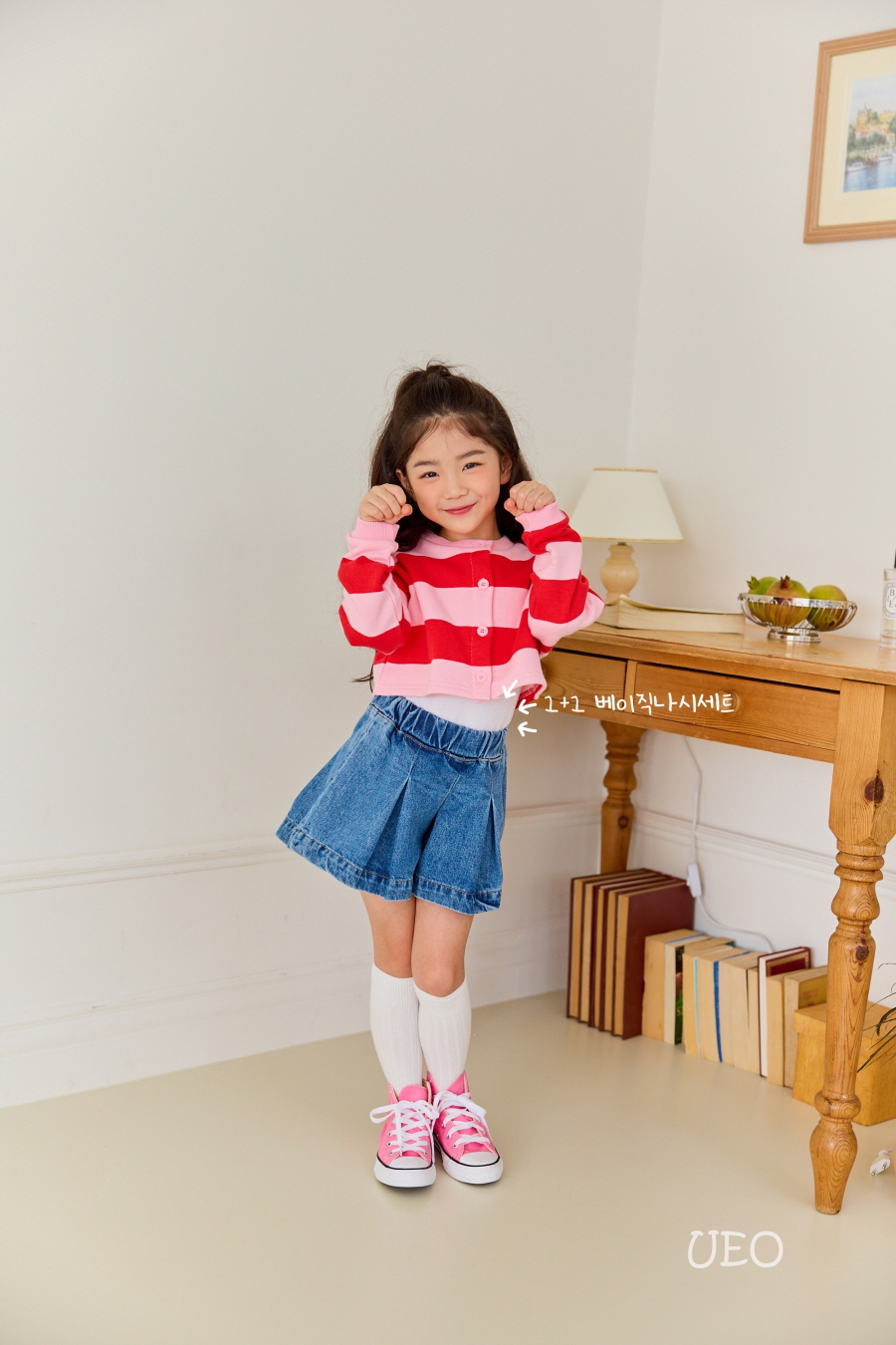 1+1 여아 크롭 나시 끈나시 이너나시 민소매 기본나시 유아 주니어 초등학생 : 솔마이솔