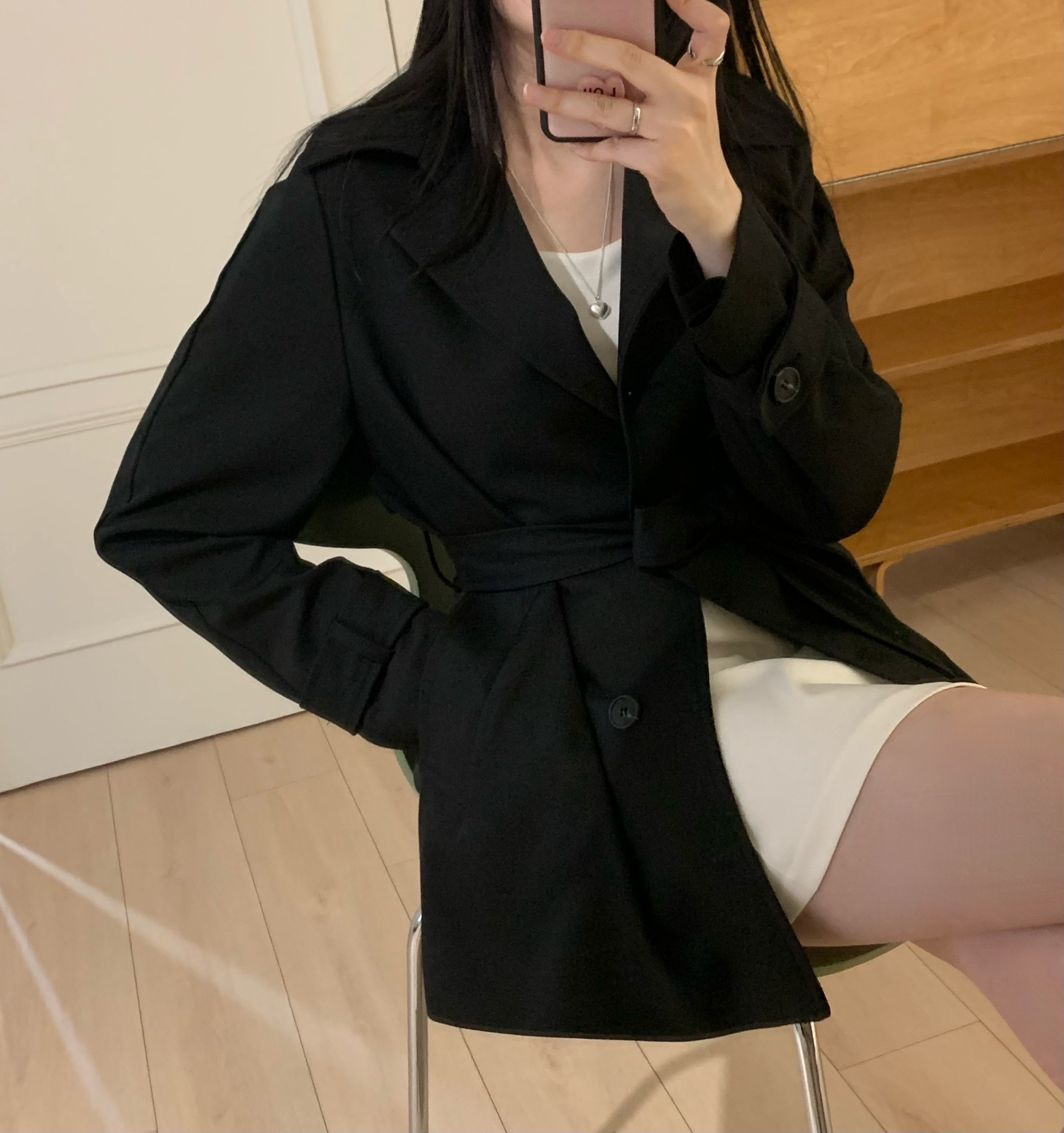 노드 하프 트렌치코트 허리끈 자켓 상세 이미지 15