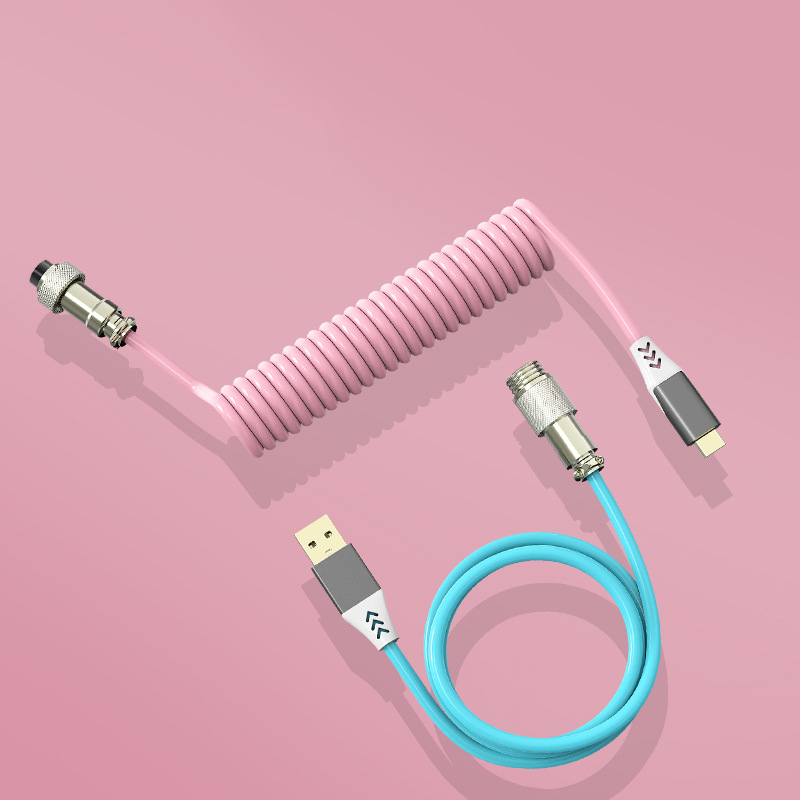 키보드 항공케이블 화이트/블루/핑크 DIY 제작 키보드선 코일 C타입 케이블 이미지 6