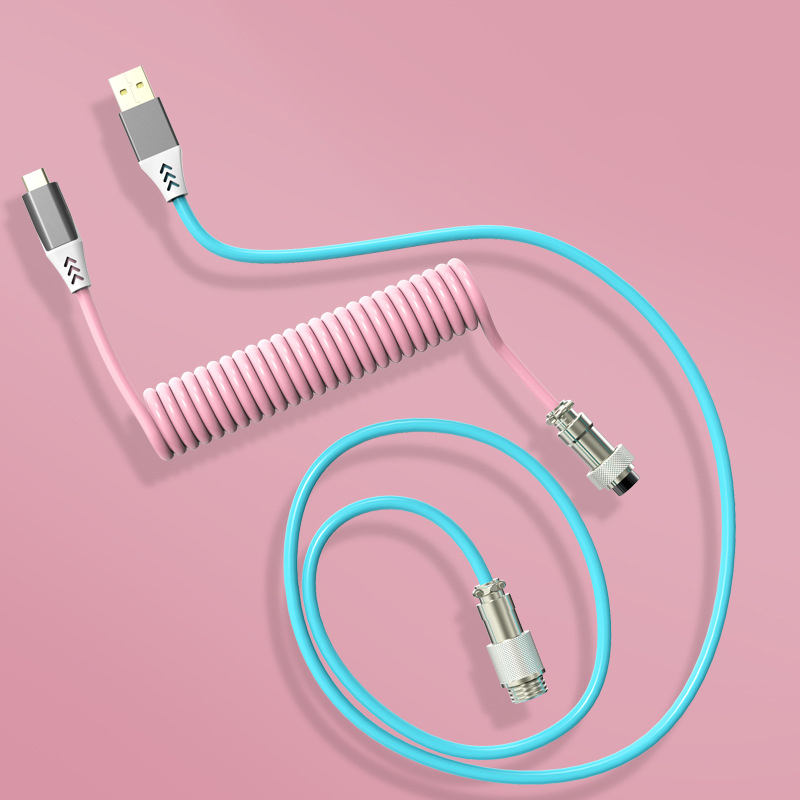 키보드 항공케이블 화이트/블루/핑크 DIY 제작 키보드선 코일 C타입 케이블 - 상세 이미지 5