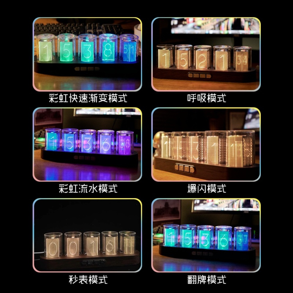 진공관 시계 감성 무소음 탁상시계 장식 인테리어 전자 책상시계 LED 빈티지 - 상세 이미지 3