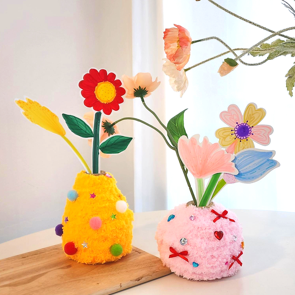봄 만들기 모루 종이 꽃 화분 DIY 키트 - 상품 이미지