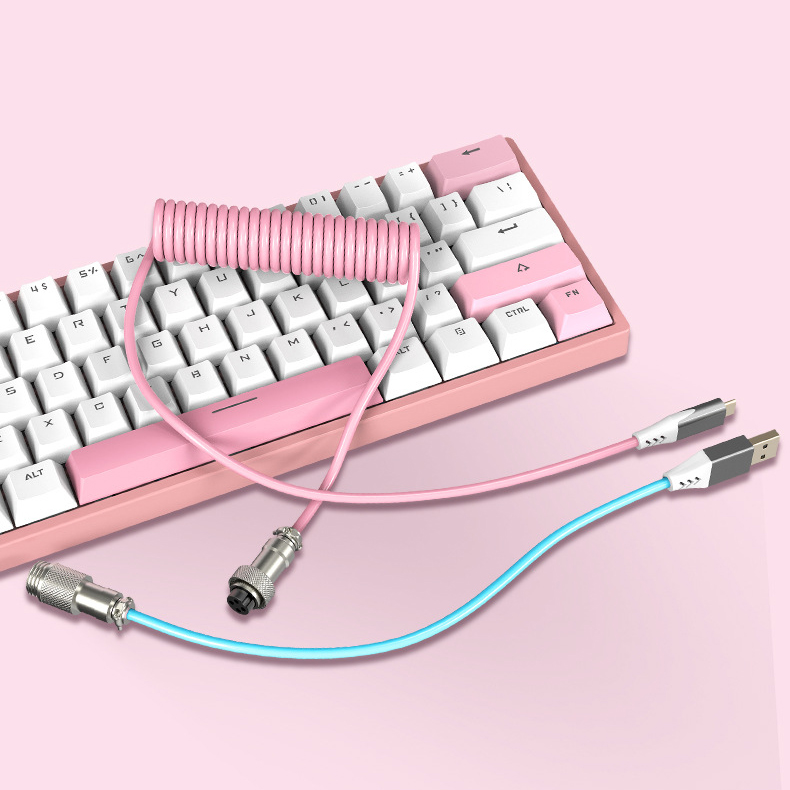 키보드 항공케이블 화이트/블루/핑크 DIY 제작 키보드선 코일 C타입 케이블 - 상세 이미지 4