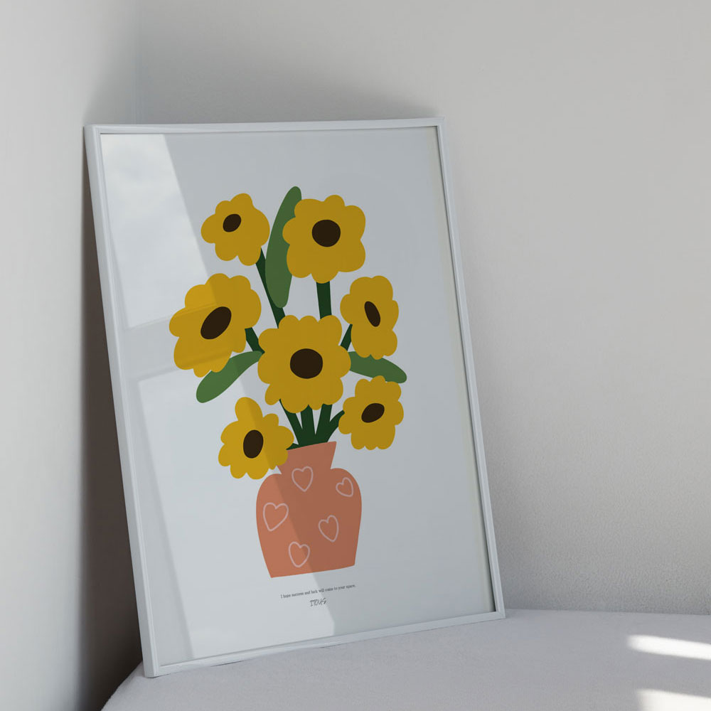 해바라기 그림 액자 거실 풍수 인테리어 포스터 행운바라기 A3 (297x420mm) - 상세 이미지 3