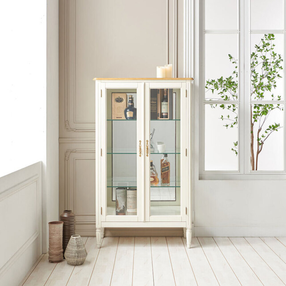 까사홈 헤이미 아이보리 엔틱 유리장식장