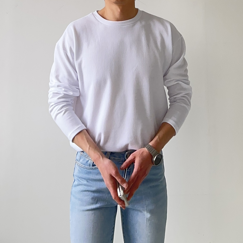 남자 긴팔티 빅사이즈 무지 이너 레이어드 티셔츠 이미지 2