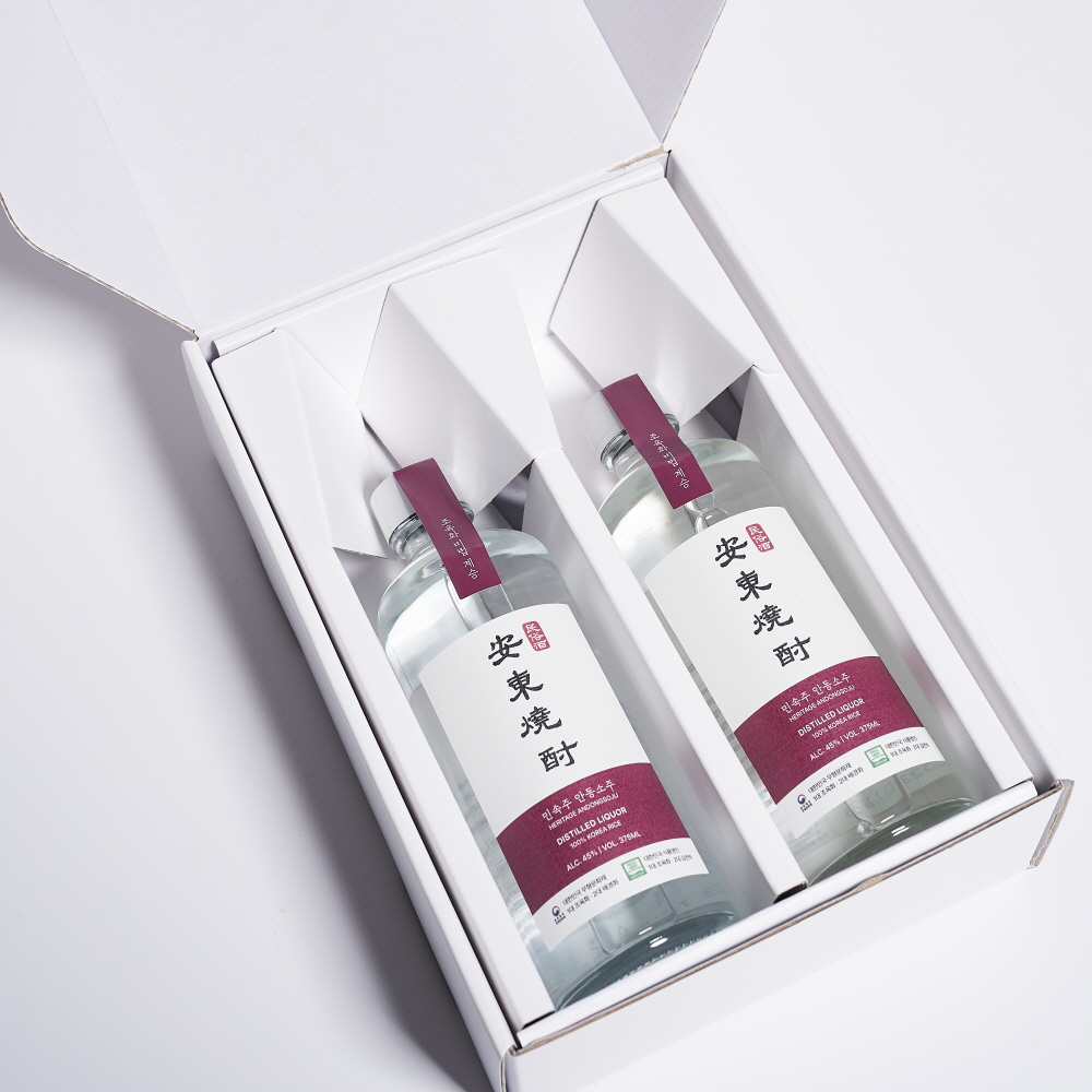 마깨주 조옥화 명인 안동소주 유리병 선물세트 (375ml 2입) - 상세 이미지 2