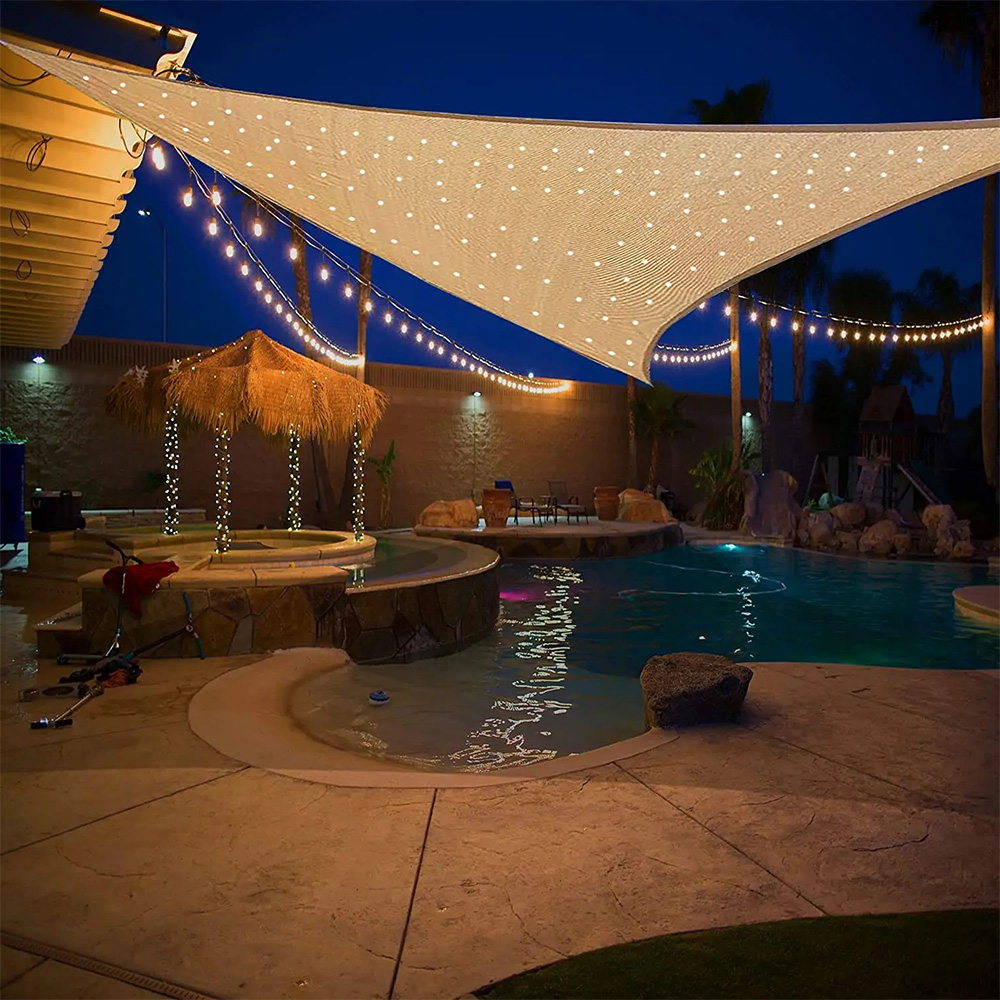 썬쉐이드 아일랜드 그늘막 펜션 인테리어 캠핑 행사장 주차장 차광막 3m x 3m x 3m, 삼각 아이보리