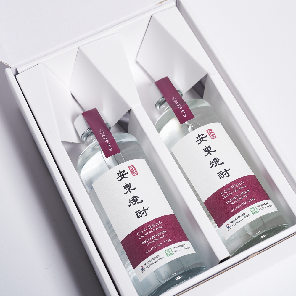 마깨주 조옥화 명인 안동소주 유리병 선물세트 (375ml 2입) - 상세 이미지 3