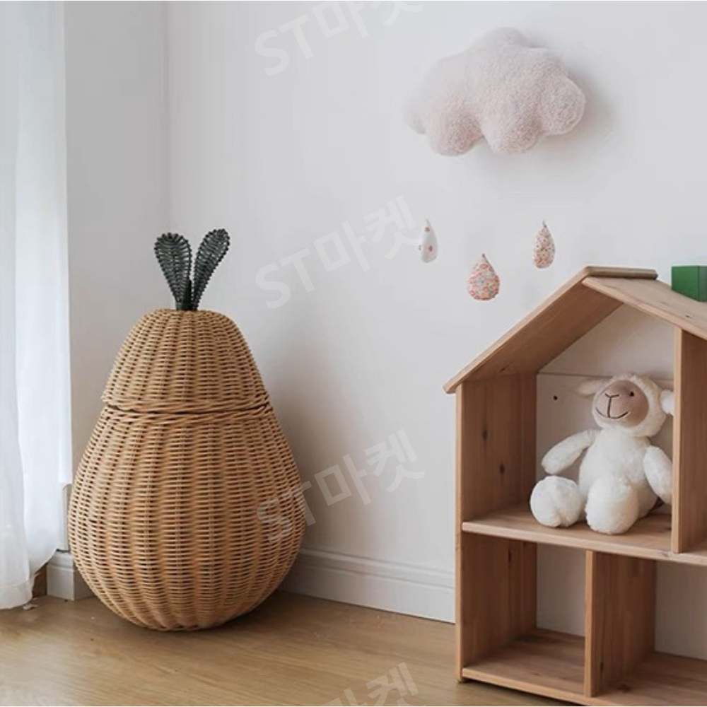 북유럽 수제 등나무 바구니 더러운 옷 빨래바구니 장난감 수납 바구니 장식 바구니 - 상세 이미지 2