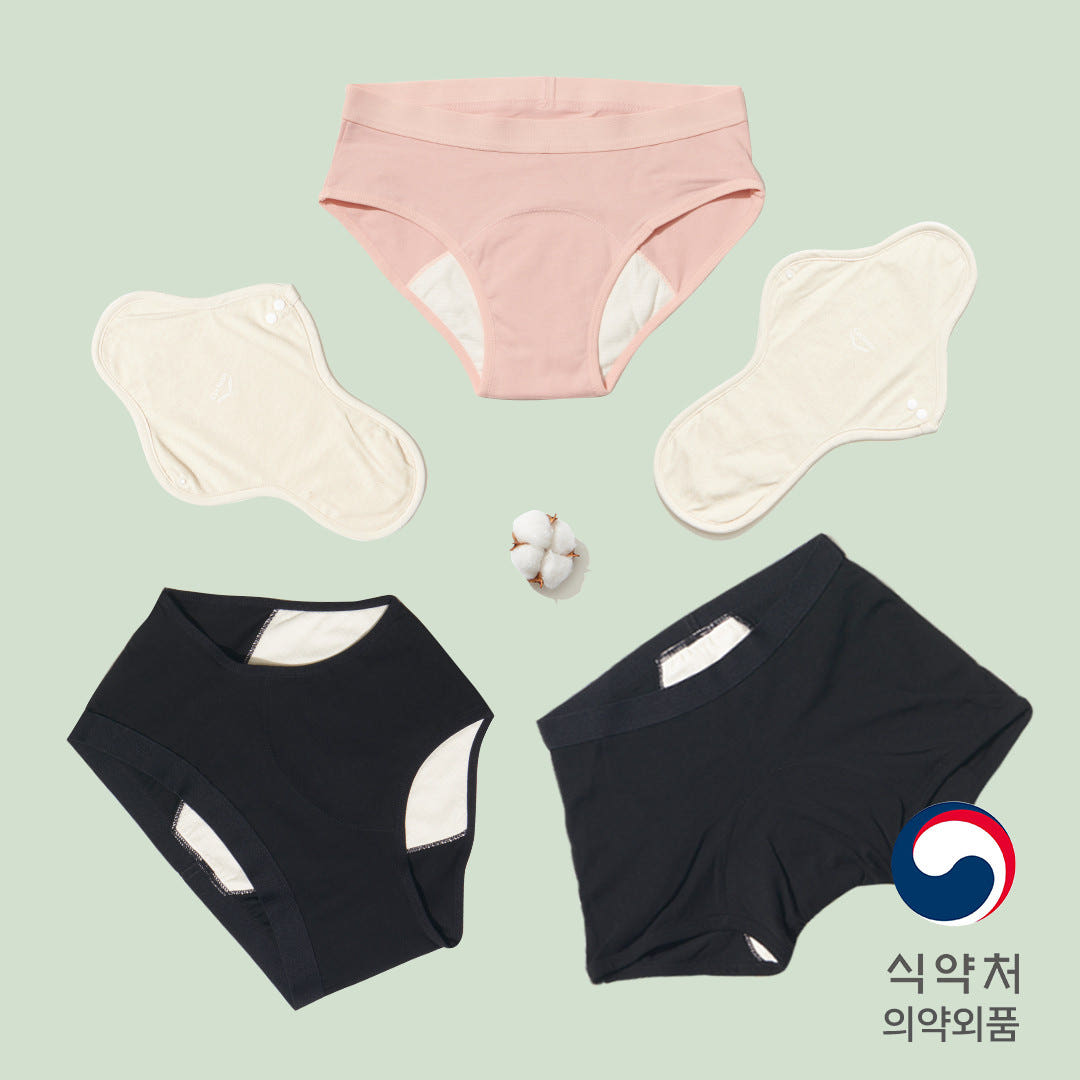 싸이클린 [SET]싸이클린 생리팬티 순면 팬티생리대 여성 초등 주니어 속옷 선물세트