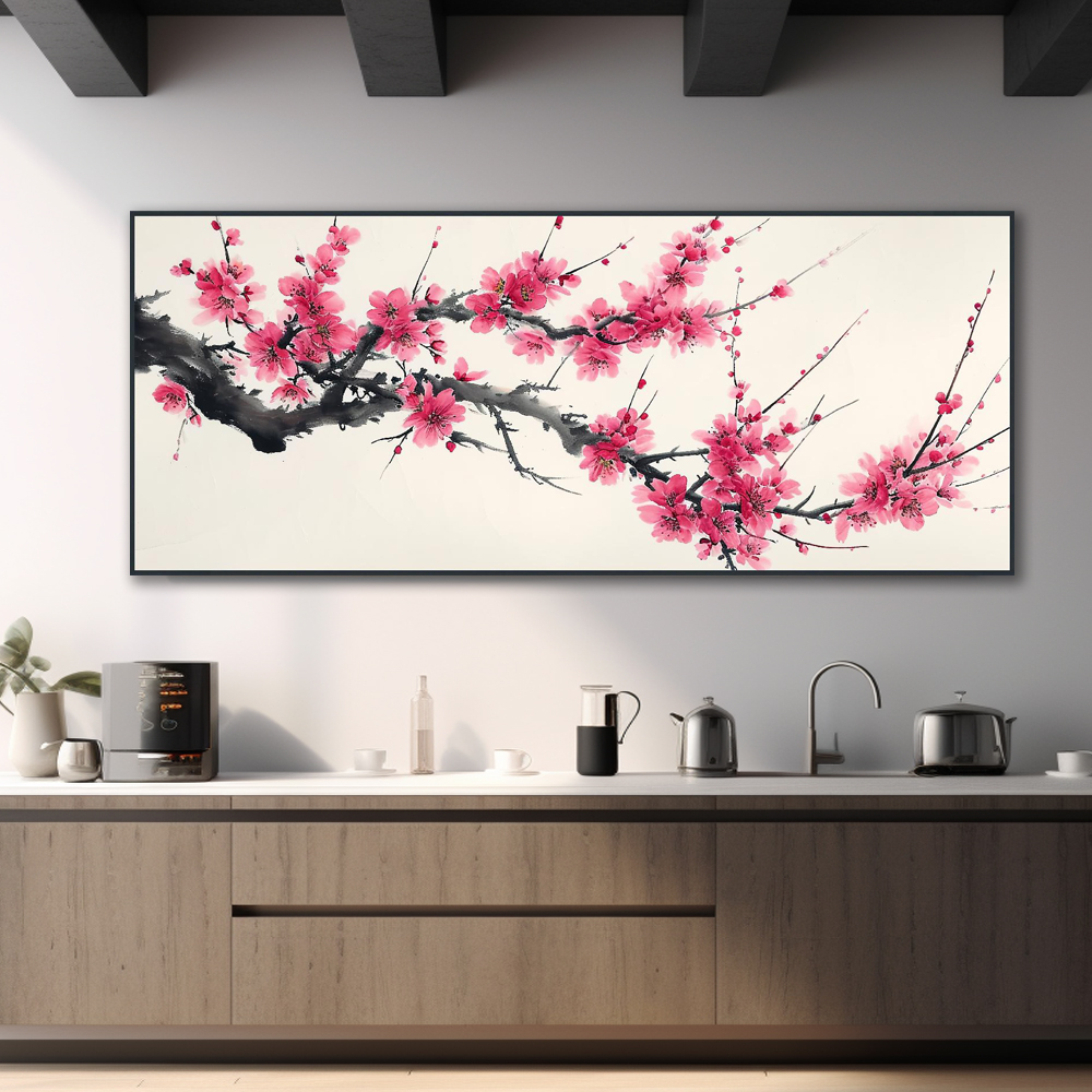 매화의 운치 150x60cm 무광오크 알루미늄 액자 - 상세 이미지 4