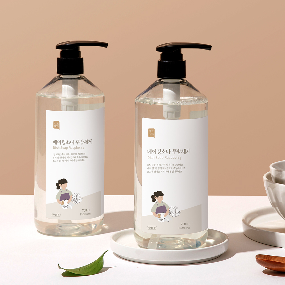 쉼표365 베이킹소다 주방세제 750ml 4개 라즈베리 대용량 과일세척 설거지 - 상세 이미지 2