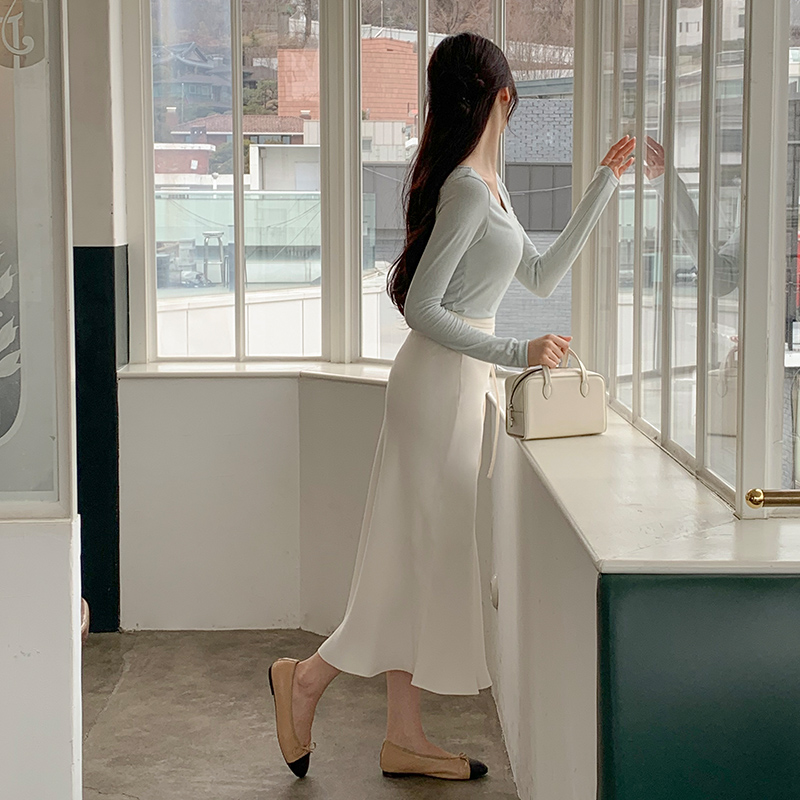카르엘 리본 끈 세미 머메이드 롱 스커트 sk6816 이미지 2