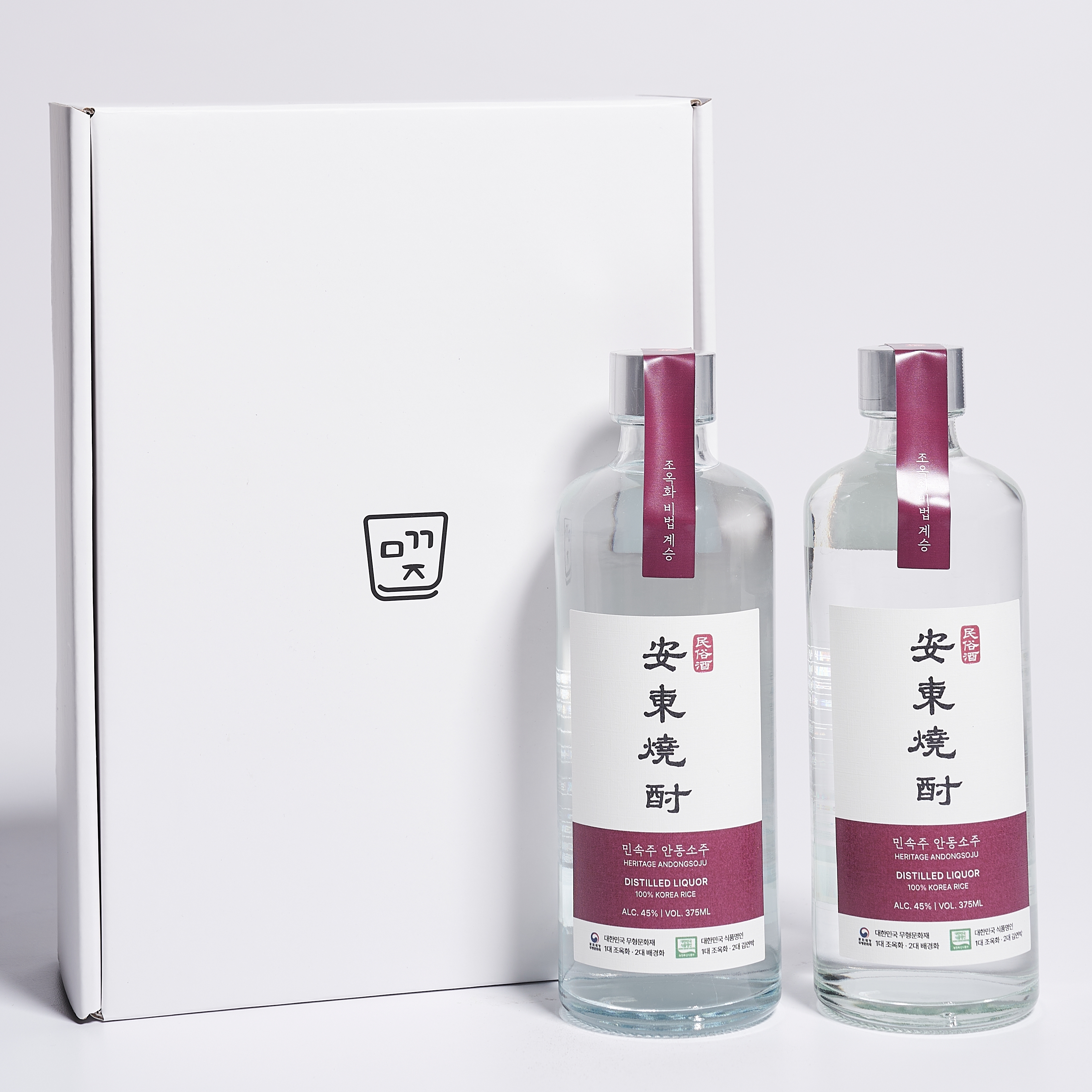 마깨주 조옥화 명인 안동소주 유리병 선물세트 (375ml 2입) - 메인 이미지