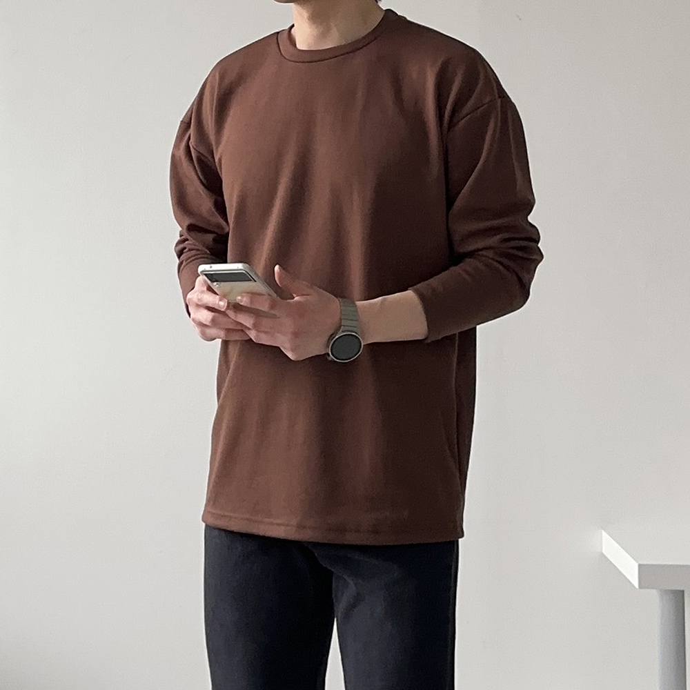 남자 긴팔티 빅사이즈 무지 이너 레이어드 티셔츠 이미지 4