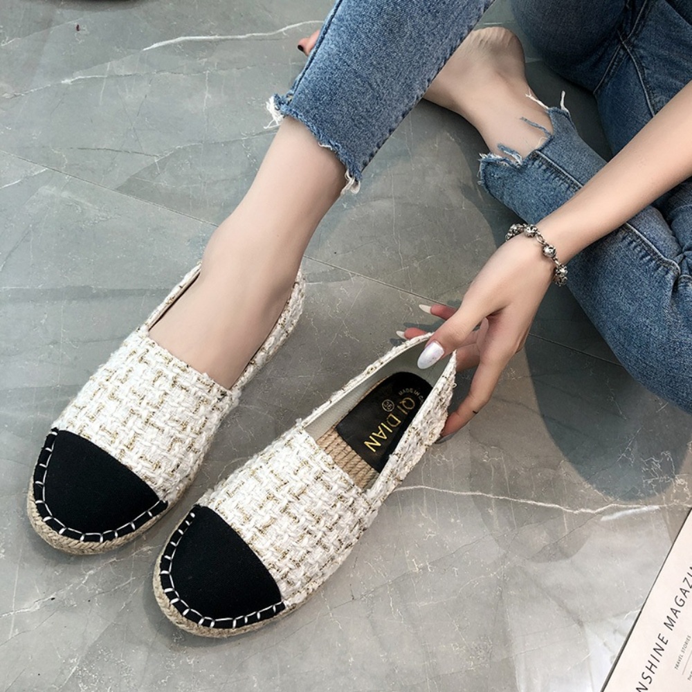 트위드 에스파듀 슬립온 발편한 단화 빅사이즈 명품느낌 고급 데일리 캐주얼 심플 무난 5컬러 - 상세 이미지 4