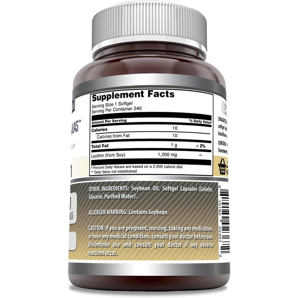 어메이징뉴트리션 레시틴 콩 대두 1200mg 인지질 240정 (1통) - 상세 이미지 3