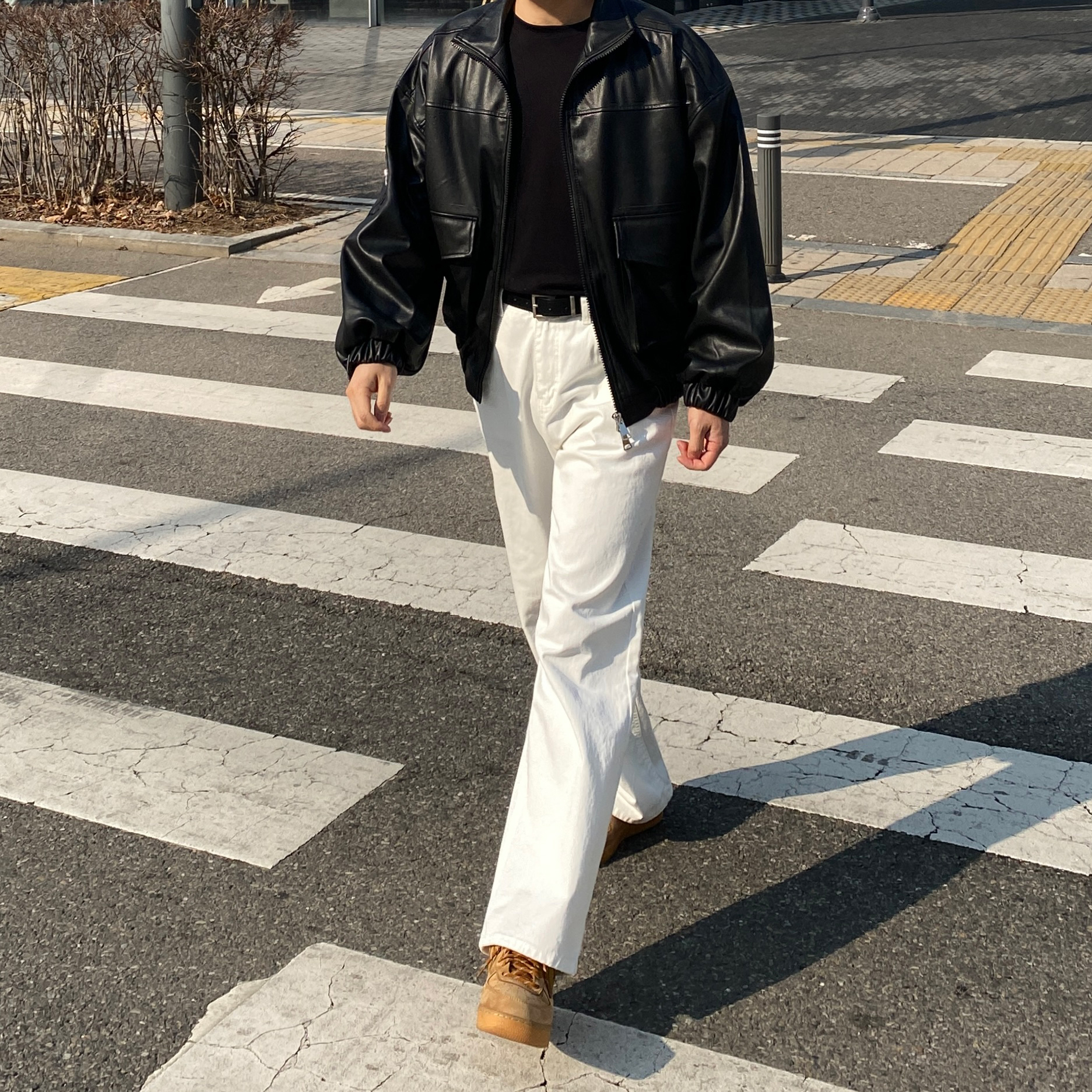 [마지막한장] 남자크림진 남자화이트진 남성세미와이드데님 - 상세 이미지 4