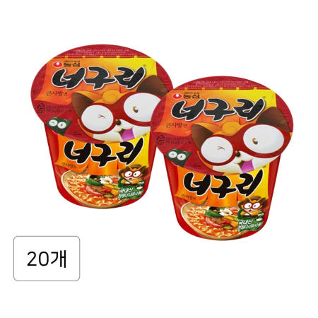 농심 너구리 큰사발 111g 20개 오동통한면발 매운국물맛 혼밥 캠핑 간편식사 TD