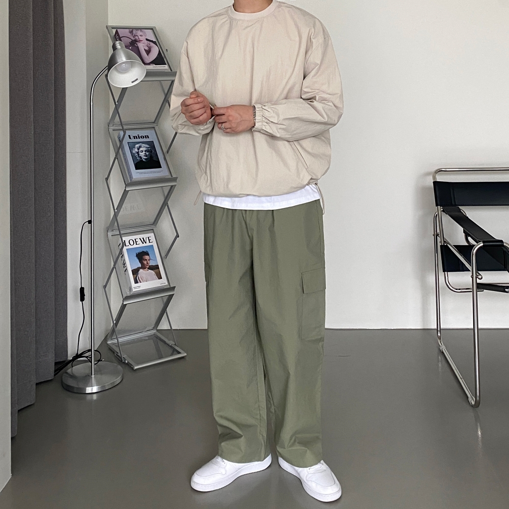 1+1 나일론팬츠 남자통바지 남자카고바지 남성세미와이드 이미지 3