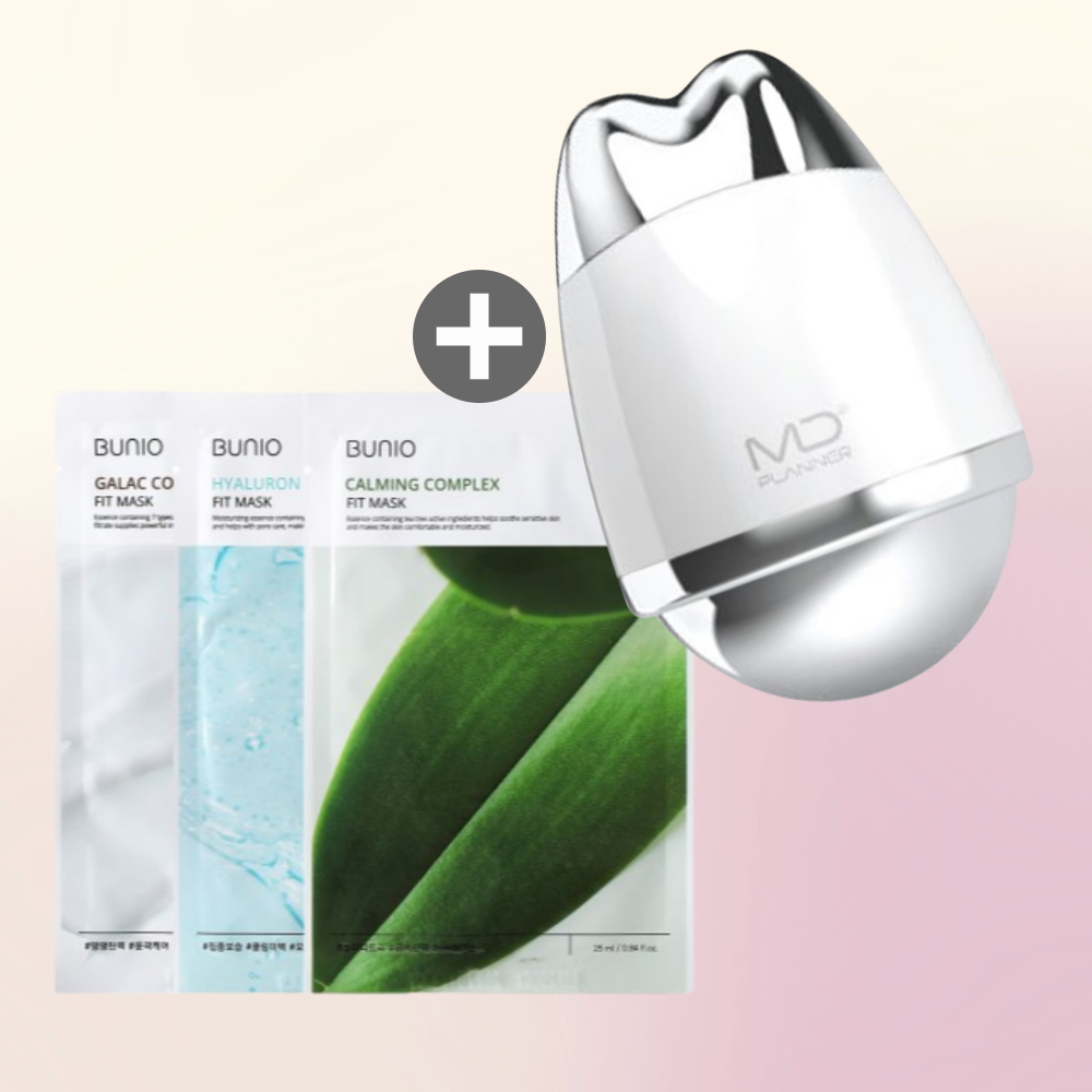 뷰니오 착붙 핏 마스크 3종 25ml x 10매 진정 보습 미백 탄력관리+ 뉴트리케어 엠디플래너 T3 EGG 냉·온·자석 마사지기 - 상품 이미지