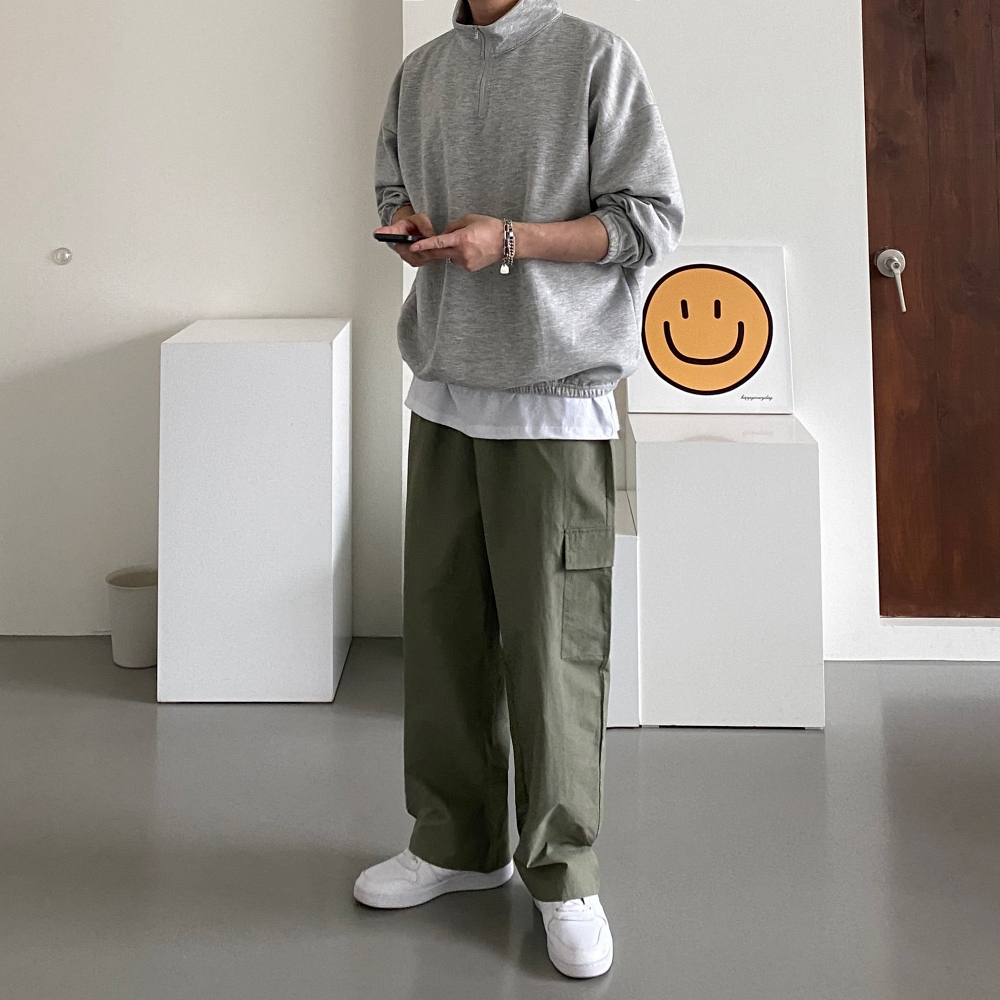 1+1 나일론팬츠 남자통바지 남자카고바지 남성세미와이드 이미지 4