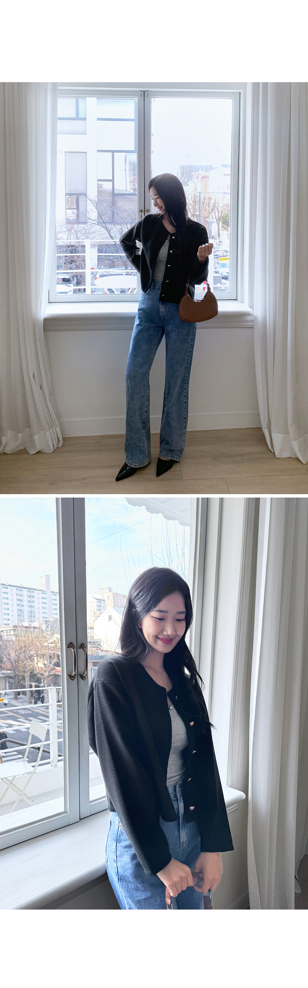 [MADE] 빅사이즈 55-100 벨리아 하트버튼 노카라 가디건 자켓 상세 이미지 28