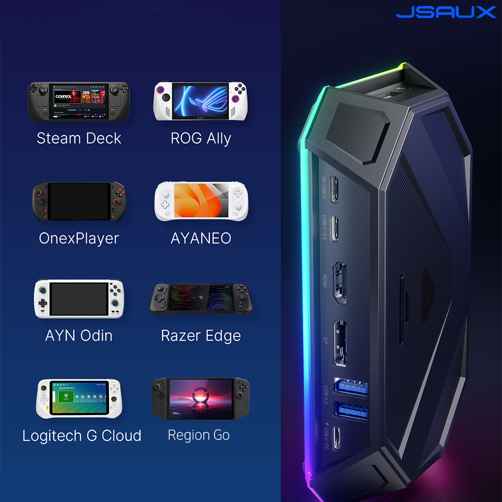 스팀덱 독 RGB 12in1 도킹스테이션 JSAUX ROG ALLY 리전고 UMPC 아야네오 - 상세 이미지 3