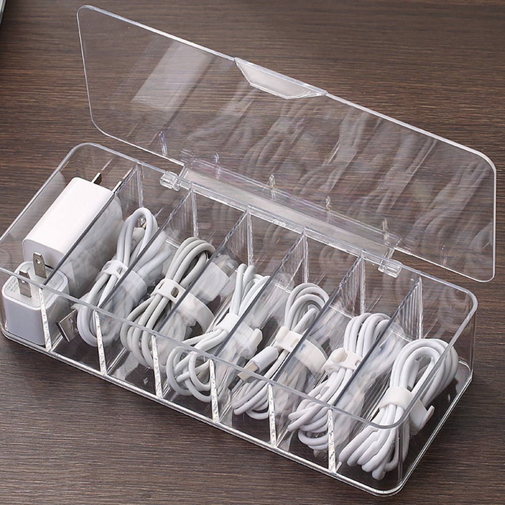 투명 아크릴 케이블정리함 수납함 케이블선 USB 충전기 보관함 다용도 - 상세 이미지 5