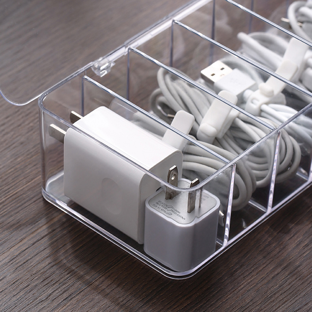 투명 아크릴 케이블정리함 수납함 케이블선 USB 충전기 보관함 다용도 - 상세 이미지 3