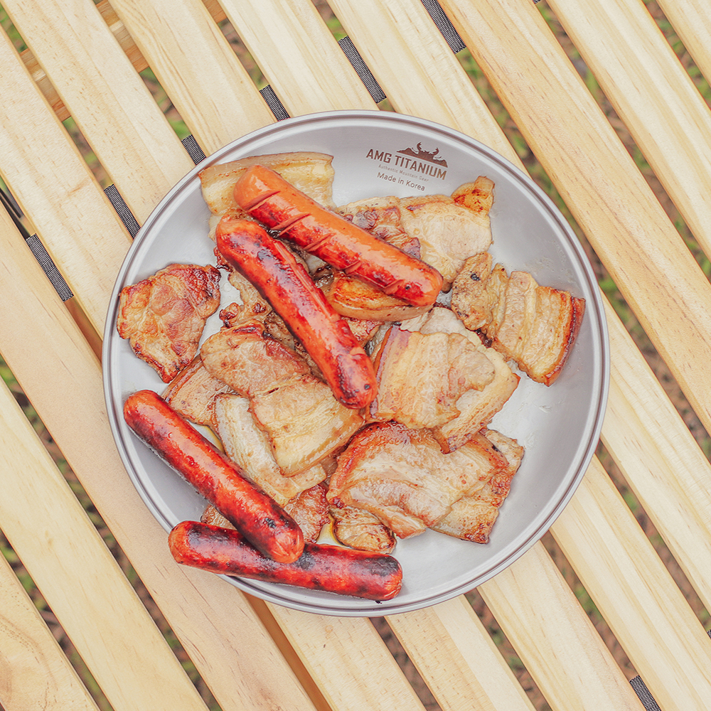 AMG 티타늄 플레이트 접시 캠핑 티탄 22cm 다용도 캠핑용 백패킹