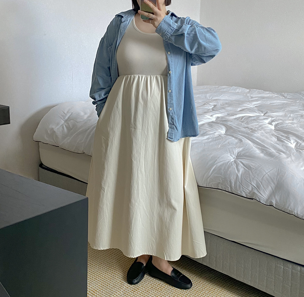 기모 목폴라 이너원피스 긴팔 레이어드 임산부옷 빅사이즈 날씬해보이는 바스락원피스 이미지 3