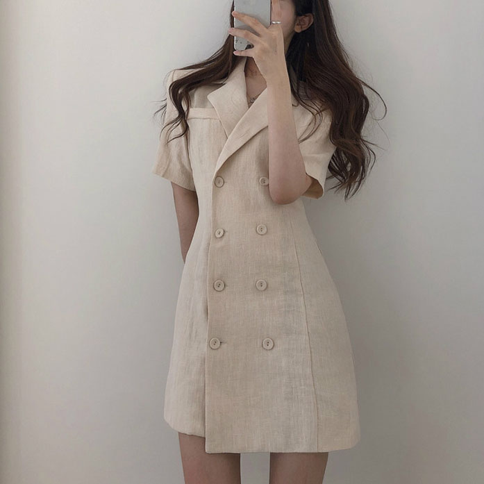 러블리해라 여름 하객 원피스 반팔 블랙 미니 정장 원피스 이미지 4