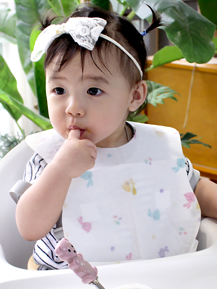 나와아기 방수 일회용 턱받이 60매 아기 이유식 토끼