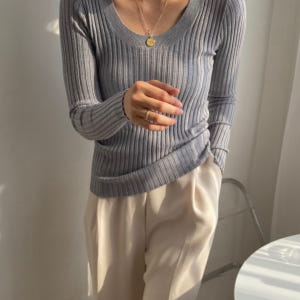 지뉴 데일리 골지 이너 니트 | 여성용 슬림핏 U넥 따뜻한 간절기 홀가먼... 착용 후기 | 사이즈/핏 총정리 - 상품 이미지 2