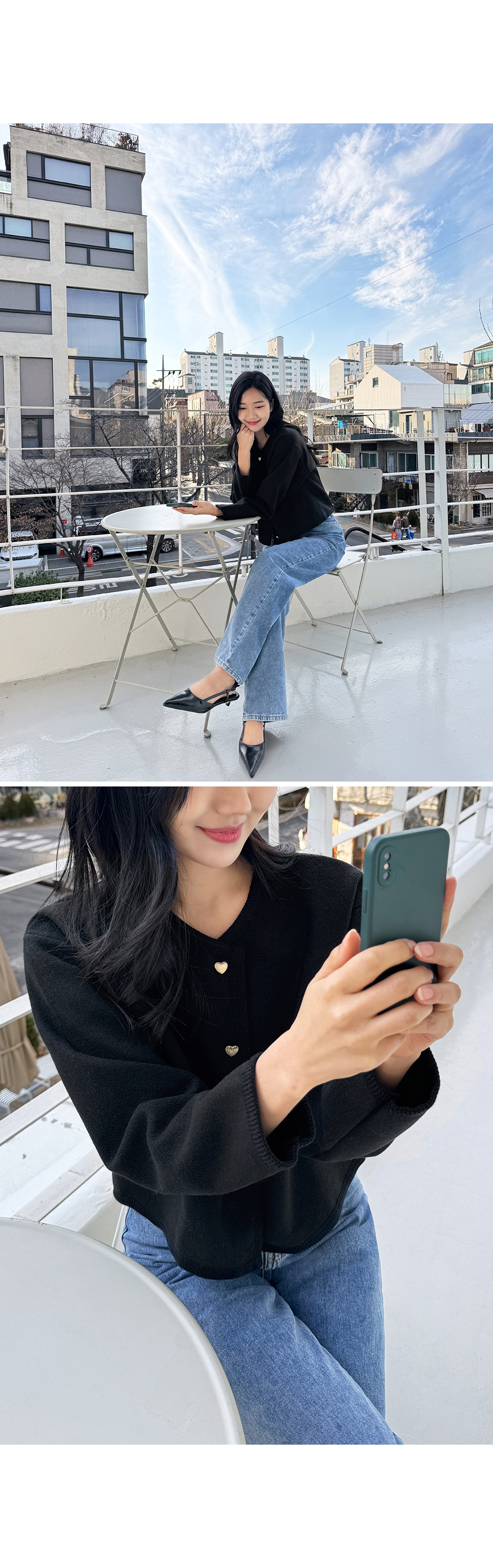 [MADE] 빅사이즈 55-100 벨리아 하트버튼 노카라 가디건 자켓 상세 이미지 25