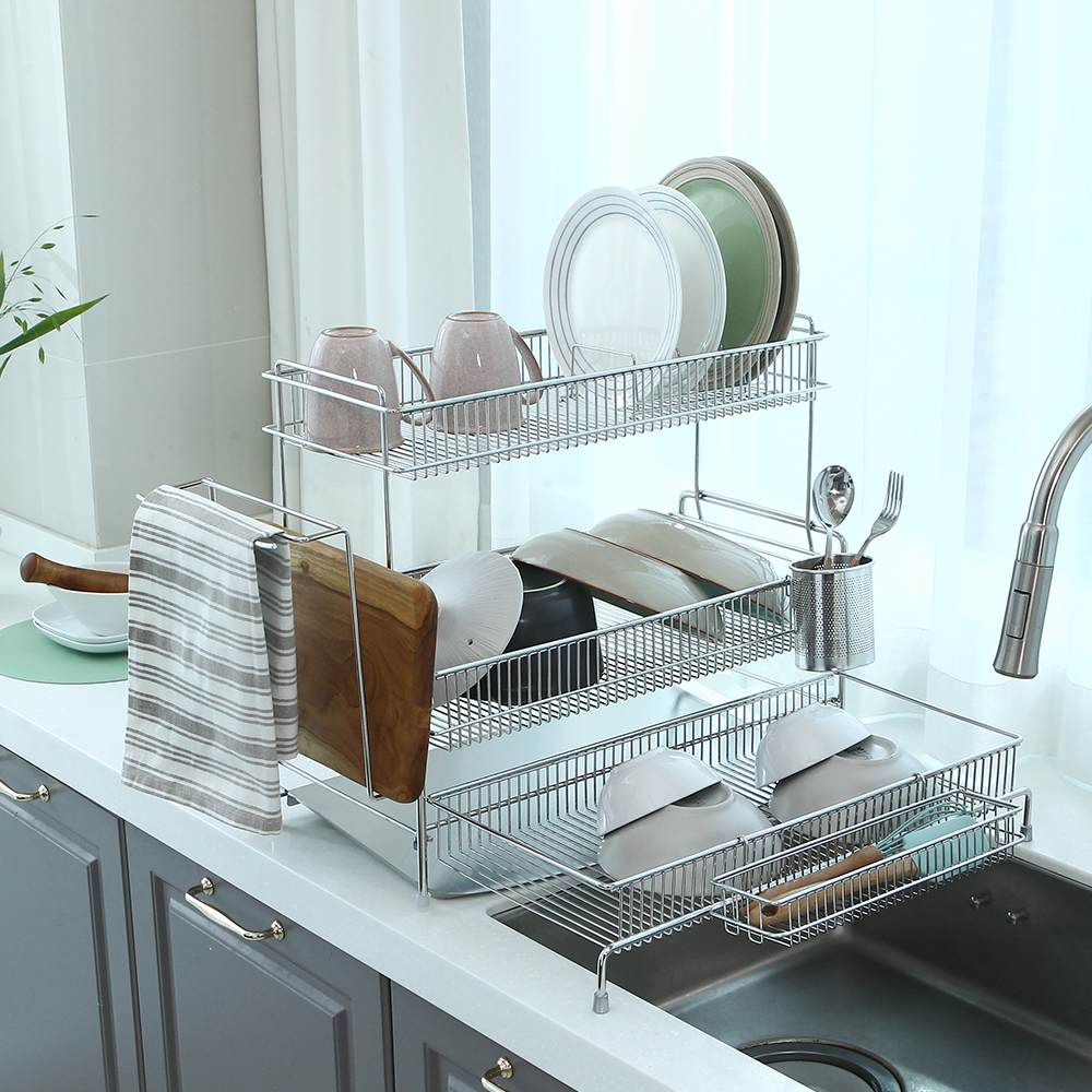 아이넥스 에르고엣지 올스텐 2단 서랍형 식기건조대 주방 싱크대 그릇 물빠짐 설거지 건조대