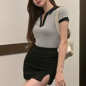 여성 데일리 카라 티 오피스 룩 반팔티 면 티셔츠 착용 후기 | 사이즈/핏 총정리 - 상품 이미지 2