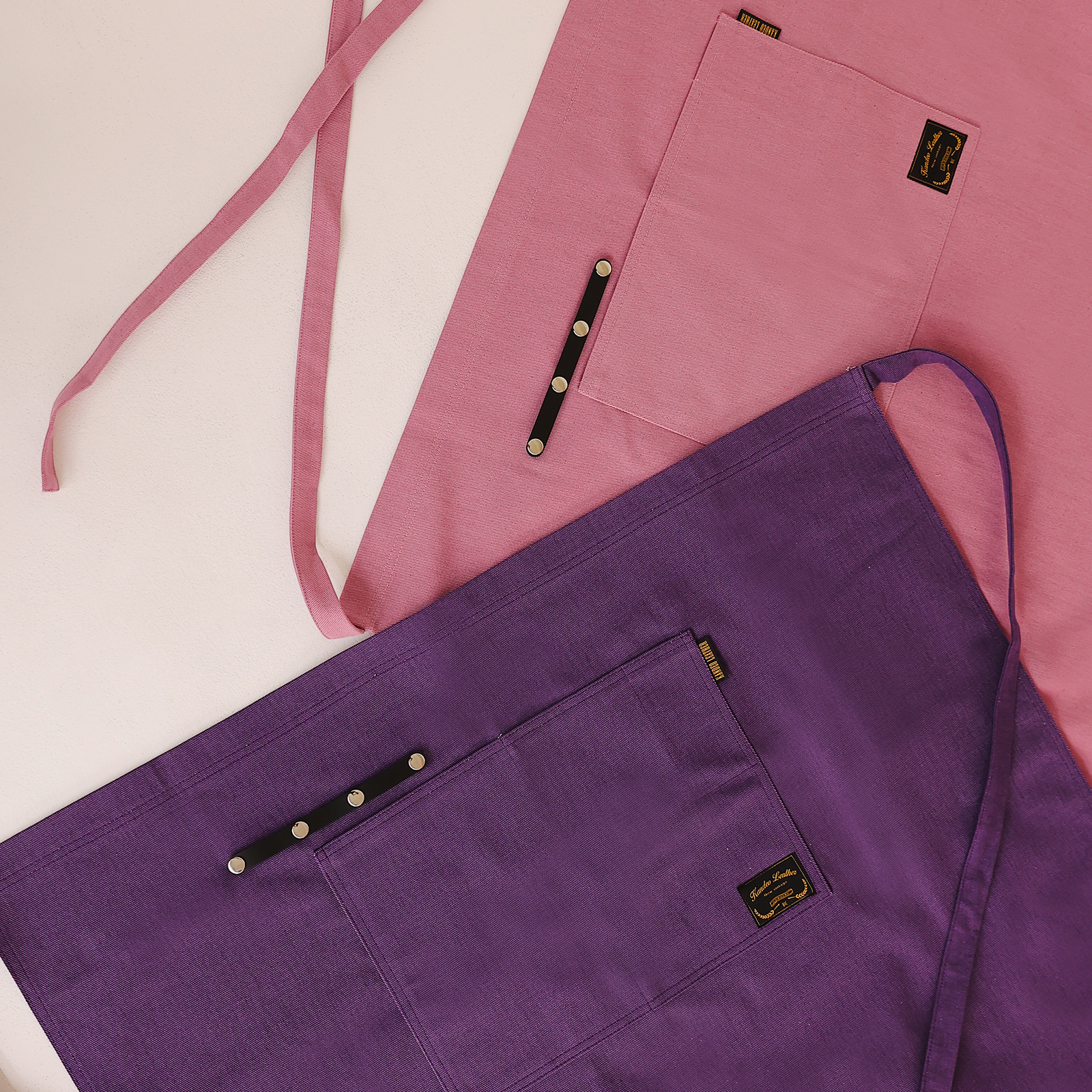 [하프에이프런]  워싱캔버스 앞치마 글로시 퍼플