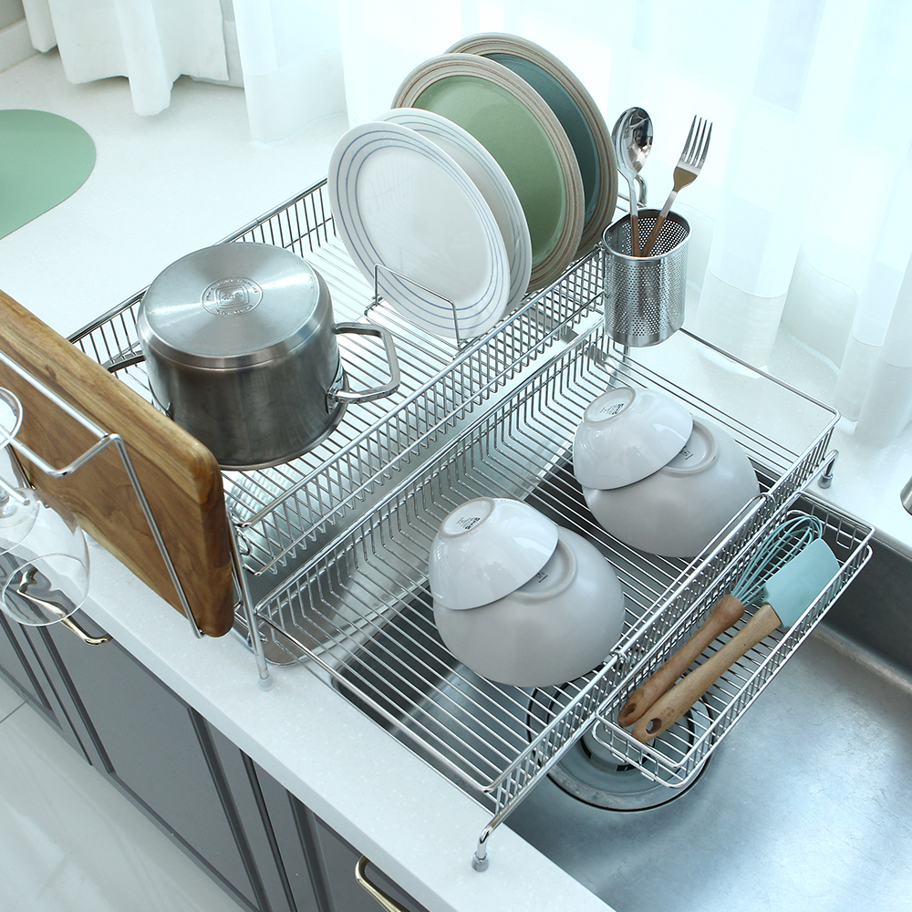 아이넥스 에르고엣지 올스텐 2단 서랍형 식기건조대 주방 싱크대 그릇 물빠짐 설거지 건조대