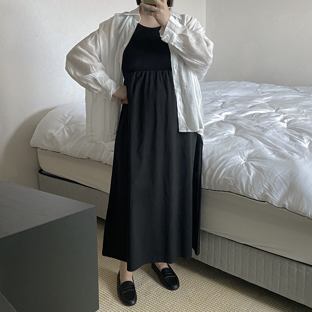 기모 목폴라 이너원피스 긴팔 레이어드 임산부옷 빅사이즈 날씬해보이는 바스락원피스 이미지 4