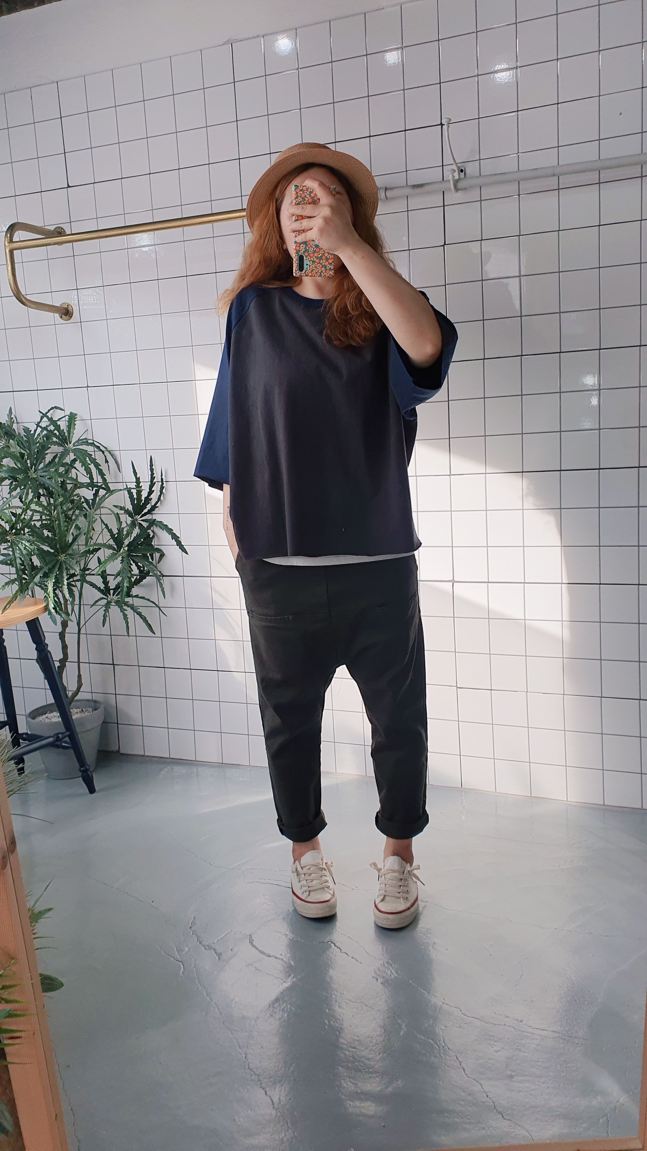 제이엠 칠부소매 박시한 라그란 면 티셔츠 이미지 2