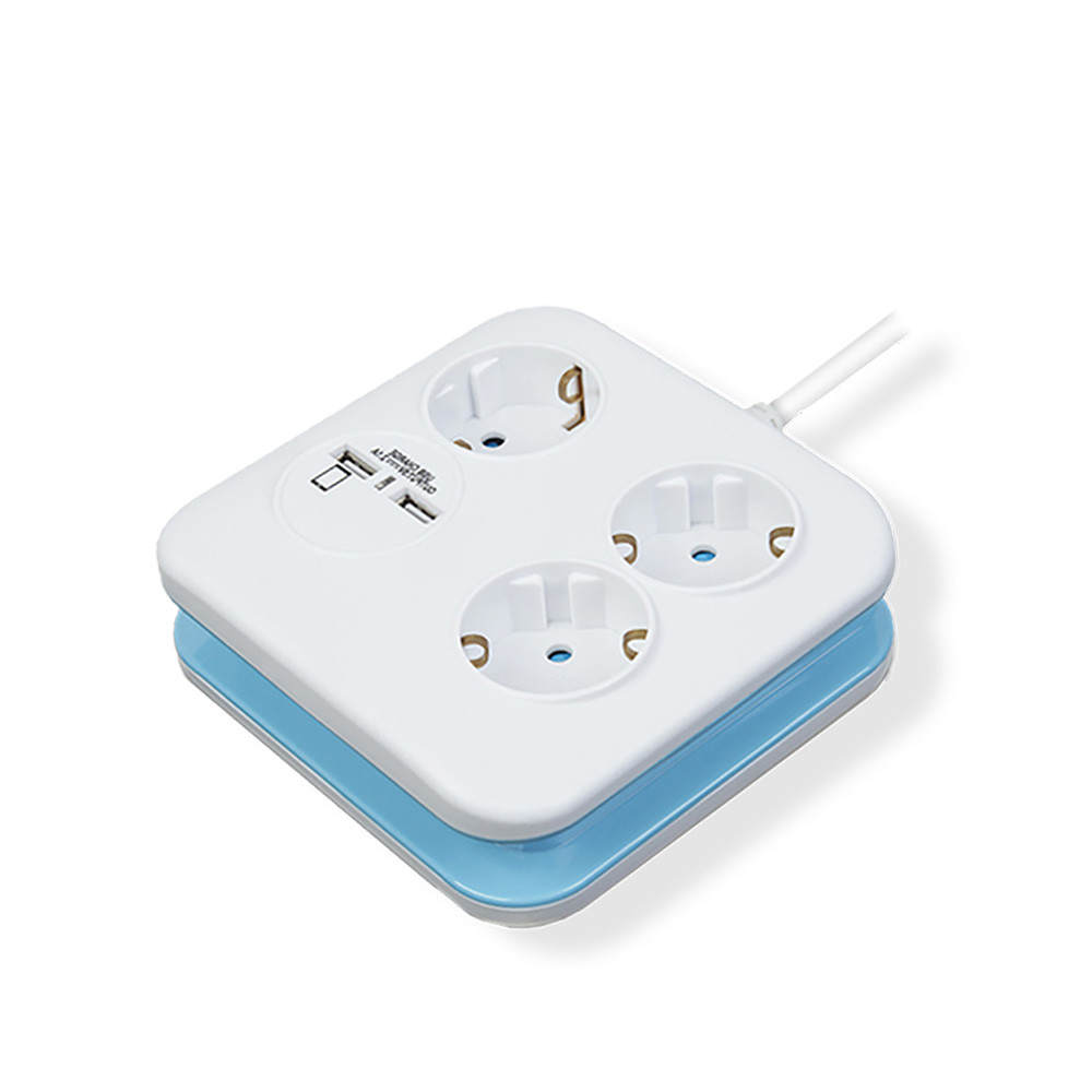 러그박스 납작한 멀티탭 3구 USB 2구 블랙레드 - 상세 이미지 4